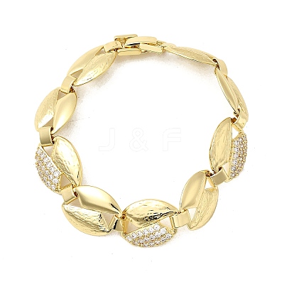 Brass Micro Pave Clear Cubic Zirconia Link Chain Bracelets for Women BJEW-H630-09G-1