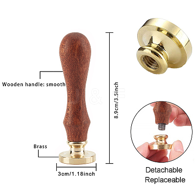 Brass Wax Seal Stamp with Handle AJEW-WH0184-0802-1