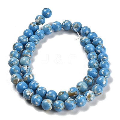 Assembled Synthetic Stone and Trochus Shell Beads Strands G-B128-08C-08-1