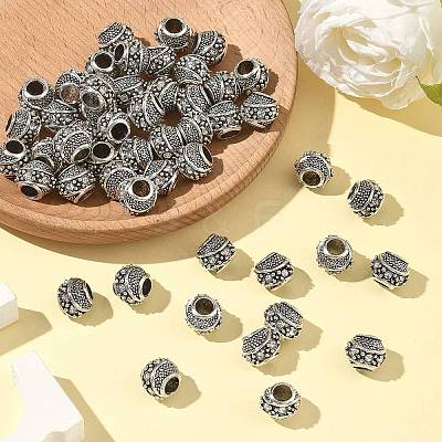Barrel Antique Silver Plated Metal Alloy Rhinestone European Beads ALRI-Q228-02I-1
