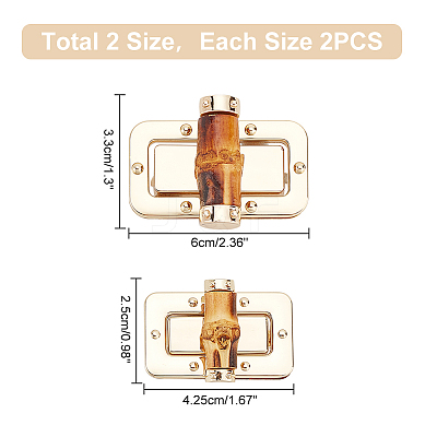 4 Pcs 2 Style Alloy Bag Twist Lock FIND-WR0008-04-1