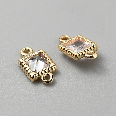 Brass Pave Clear Cubic Zirconia Connector Charms KK-WH0062-71A-G-1