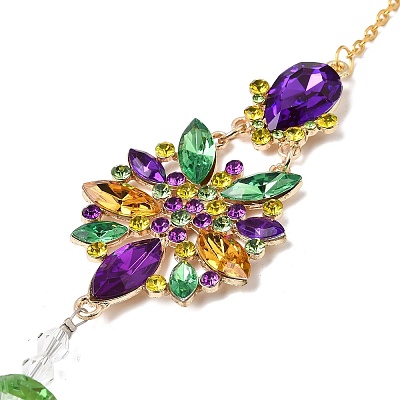 Alloy Rhinestone & Glass Teardrop Charm Suncatchers HJEW-E013-03G-1