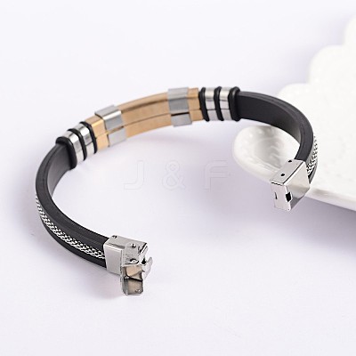 Trendy Unisex Black Color PU Leather Cord Bracelets BJEW-E260-04M-1