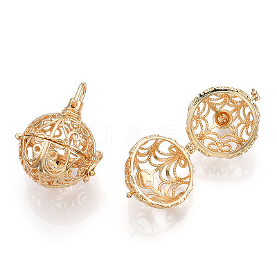 Rack Plating Brass Cage Pendants KK-Q402-01KC-1