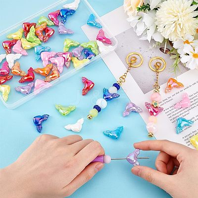 60Pcs 10 Colors AB Color Plated Acrylic Beads PACR-PH0001-11-1