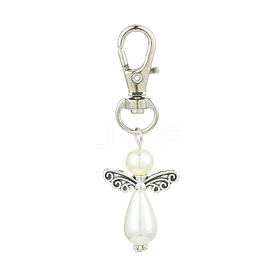 Angel ABS Plastic Imitation Pearl Pendant Decorations HJEW-JM01359-02-1