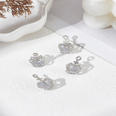 4Pcs Brass Micro Pave Cubic Zirconia Pendants ZIRC-LP0001-06-1