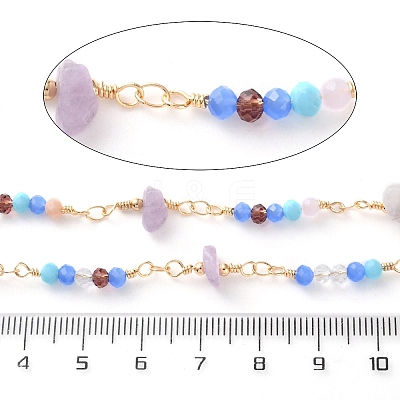 Handmade Brass Glass Link Chains CHC-F019-04G-02-1