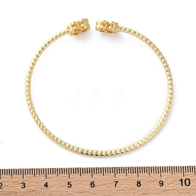 Clear Cubic Zirconia Open Cuff Bangle BJEW-G737-01G-05-1