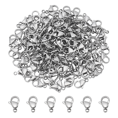 304 Stainless Steel Lobster Claw Clasps STAS-PH0007-02B-1