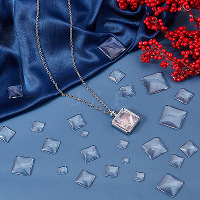 150Pcs 8 Styles Transparent Glass Square Cabochons GGLA-FH0001-04-1