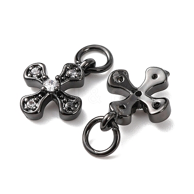 Brass Micro Pave Cubic Zirconia Tiny Cross Charms ZIRC-G128-04B-1-1