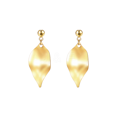 304 Stainless Steel Leaf Dangle Stud Earrings for Women NQ9483-1-1