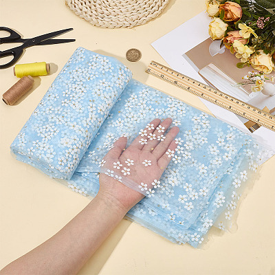 Polyester Flower Pattern Fabric DIY-WH0591-147C-1