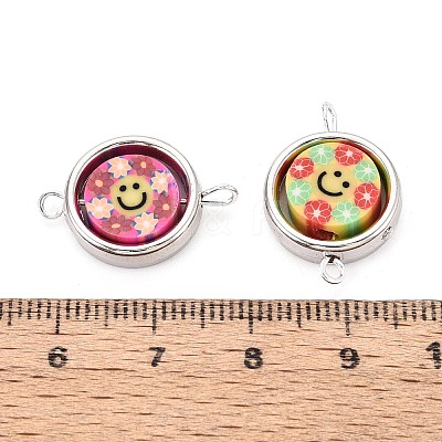 Polymer Clay Beads with CCB Plastic Frame Connector Charms CLAY-T022-35M-04-1