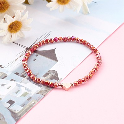 Electroplate Faceted Round Glass Beaded Bracelets BJEW-JB06124-1