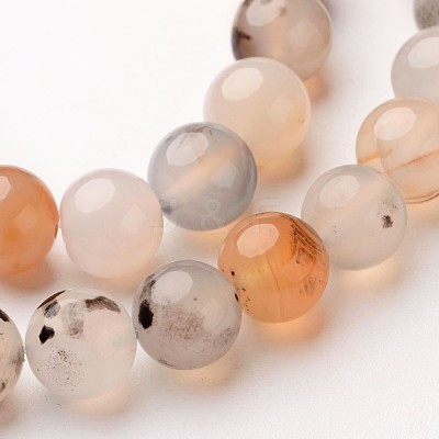 Natural Dendritic Agate Beads Strands X-G-D845-04-8mm-1