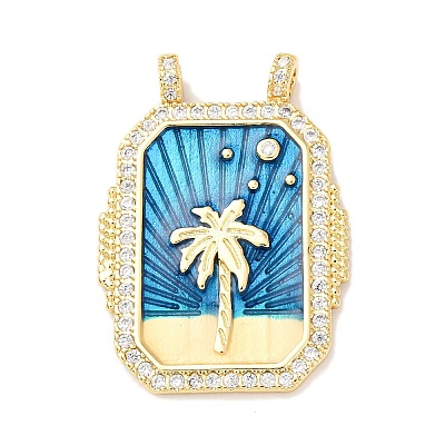 Brass Micro Pave Cubic Zirconia Pendants KK-K408-72G-1