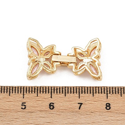 Brass Micro Pave Cubic Zirconia Fold Over Clasps KK-C075-42G-1