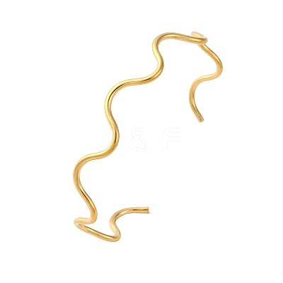 304 Stainless Steel Cuff Bangle for Women BJEW-C076-05G-1