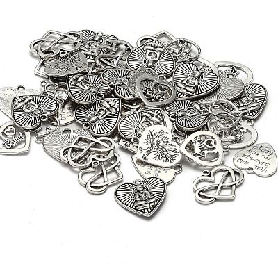 Mixed Tibetan Style Alloy Heart Pendants TIBEP-X0004-02-AS-1