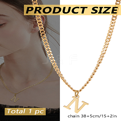 1Pc 304 Stainless Steel Letter Pendant Necklaces NJEW-LP0001-33N-G-1