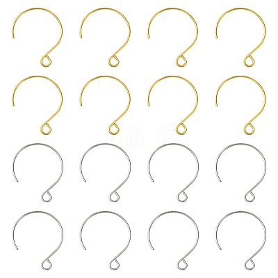24Pcs 2 Colors Ion Plating(IP) 304 Stainless Steel Earring Hooks STAS-FS0001-65-1