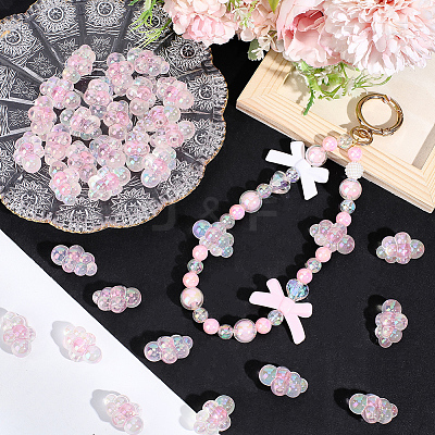 35Pcs UV Plating Rainbow Iridescent Acrylic Beads PACR-PA0001-23A-1