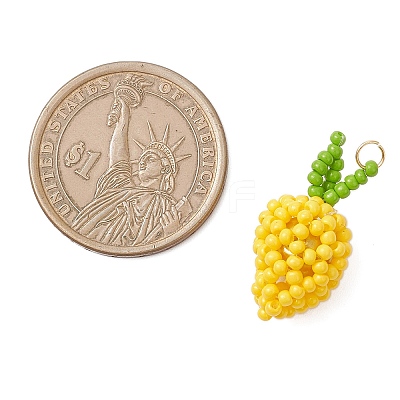 Glass Seed Beaded Mango Pendants PALLOY-MZ00893-02-1