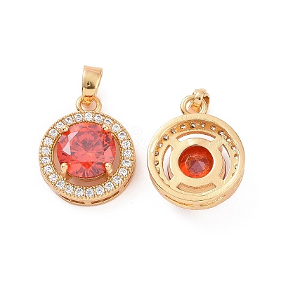 Brass Micro Pave Clear Cubic Zirconia Pendants KK-E068-VC442-1