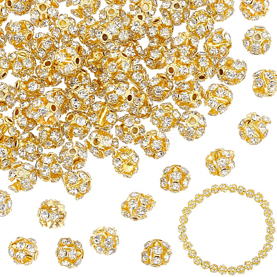 120Pcs Brass Rhinestone Beads KK-PA0001-26G-1