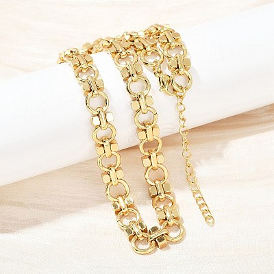 304 Stainless Steel Ring Link Chain Necklaces NJEW-H072-02A-G-1