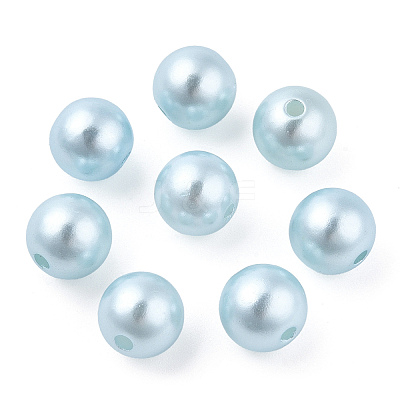 Spray Painted ABS Plastic Imitation Pearl Beads OACR-T015-05C-07-1