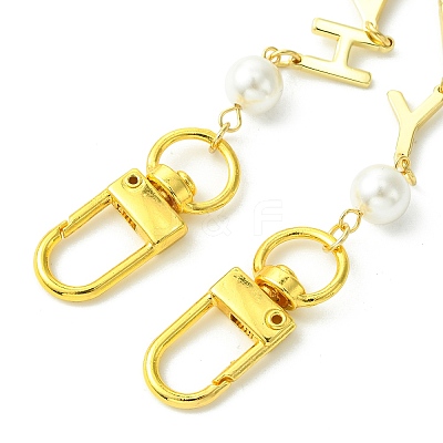 Brass & Shell Pearl Word HAPPY Link Bag Extender Chains FIND-JF00149-03-1