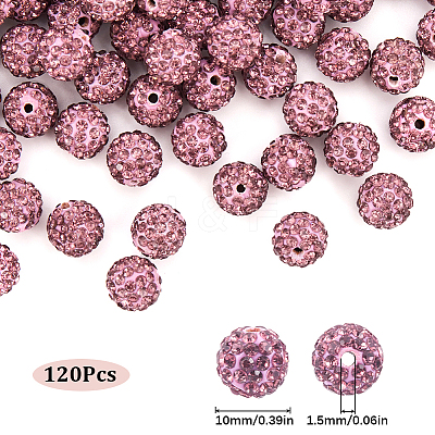 120Pcs Pave Disco Ball Beads RB-SC0004-84E-1