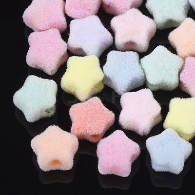 Flocky Acrylic Beads OACR-T005-26-1