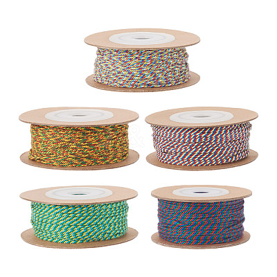 5 Rolls 5 Colors 18-Ply Cotton Twisted Cord OCOR-TA0003-75-1