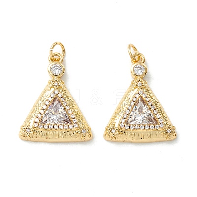 Rack Plating Brass Micro Pave Clear Cubic Zirconia Pendants KK-D073-22G-1