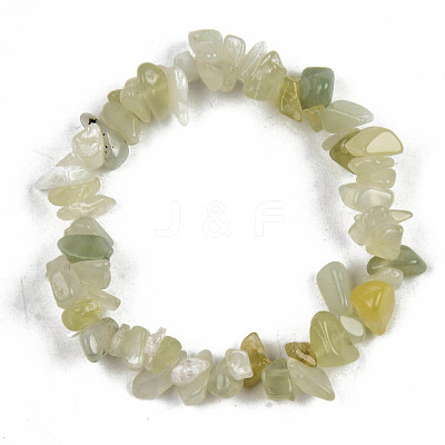 Unisex Chip Natural New Jade Beaded Stretch Bracelets BJEW-S143-50-1