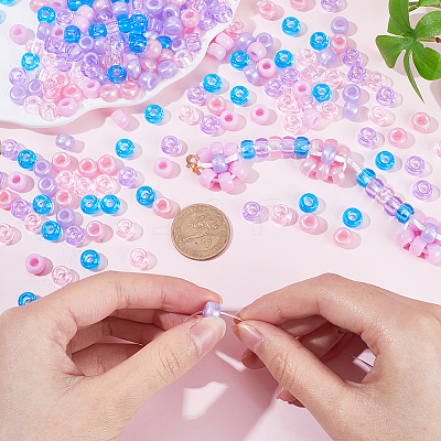 600Pcs 6 Colors Opaque & Transparent Plastic Beads KY-SC0001-92-1
