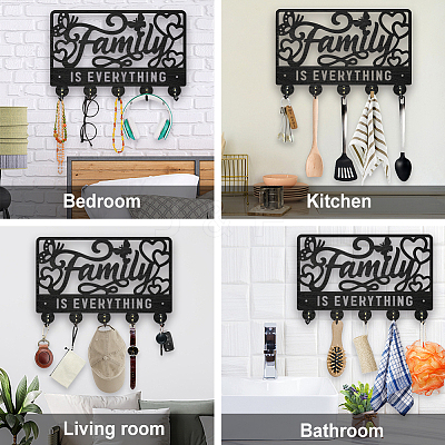 Wood & Iron Wall Mounted Hangers HJEW-WH0055-227-1