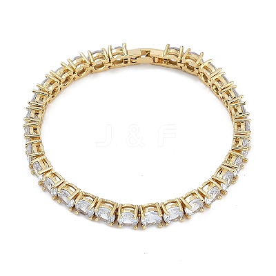 Rack Plating Brass Micro Pave Cubic Zirconia Chain Bracelets BJEW-P341-06A-G-1