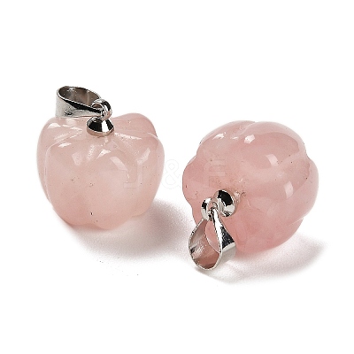 Natural Rose Quartz Pumpkin Charms G-K338-27P-07-1