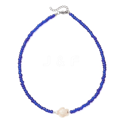 9Pcs 9 Styles Synthetic Turquoise Sea Turtle with Glass Seed Beaded Necklace Sets for Women NJEW-JN05930-1