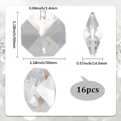 16Pcs Octagon Sew on Glass Rhinestone GLAA-SP0001-83B-02-1
