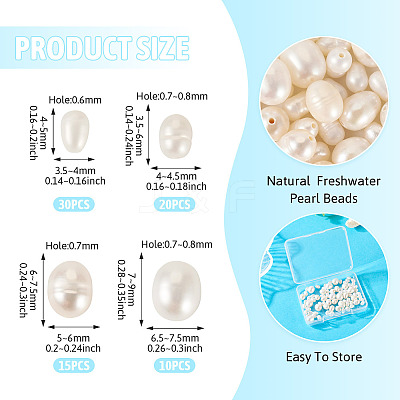 75Pcs 4 Styles Natural Cultured Freshwater Pearl Beads PEAR-TA0001-21-1