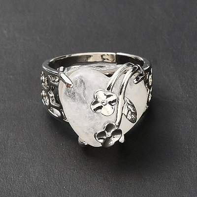 Natural Quartz Crystal Adjustable Rings RJEW-P043-03P-14-1