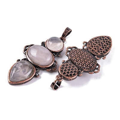 Natural Rose Quartz Pendants G-Q158-04-02-1