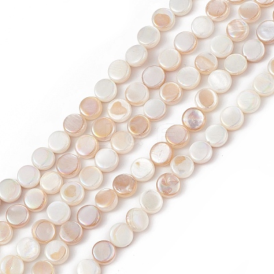 AB Color Plated Natural Freshwater Shell Beads Strands X-BSHE-G033-04-1